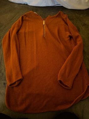 MICHAEL Michael Kors Men's Zip-Neck Sweater in Rust Orange